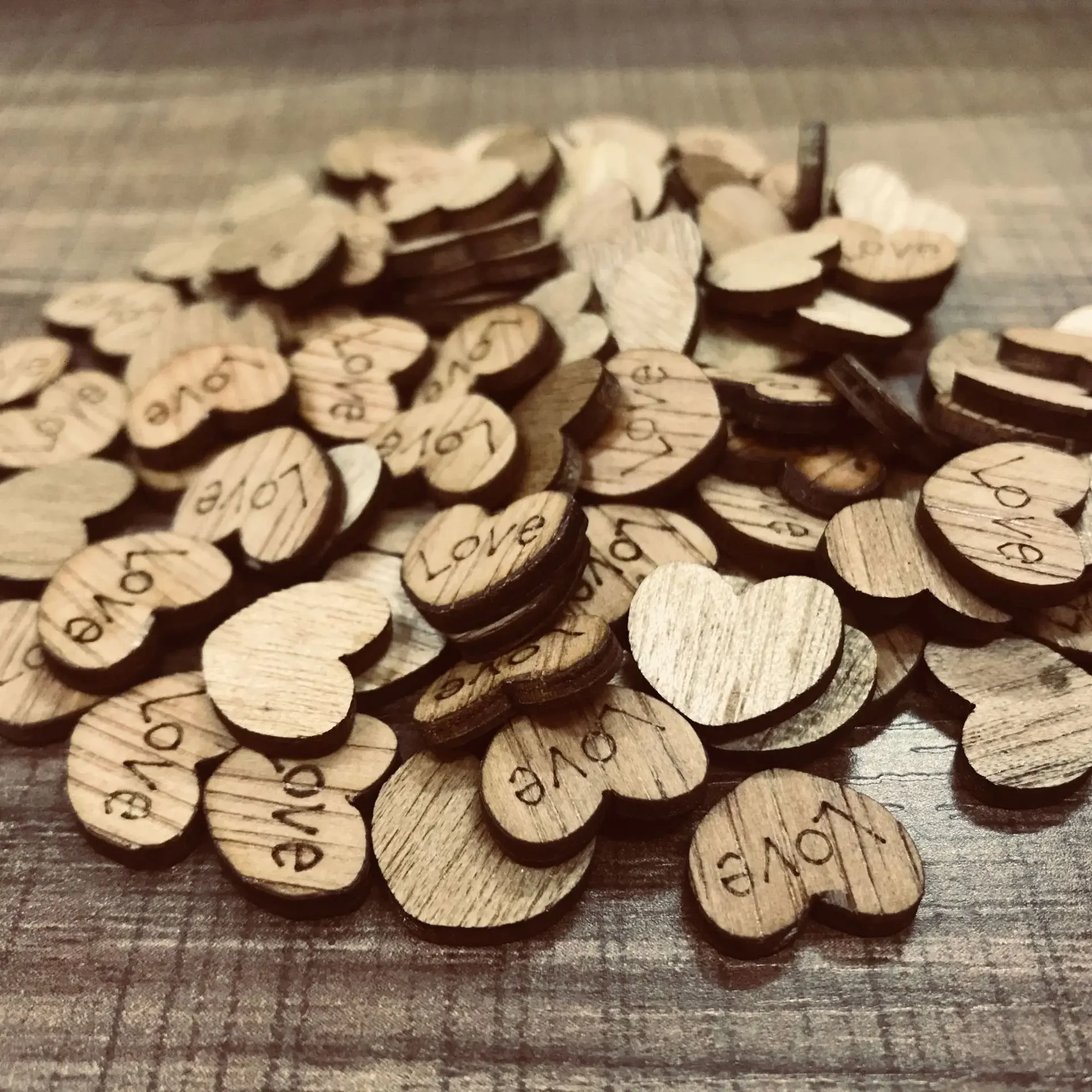 Wooden Love Ornament Wood Grain Love Big Peach Heart Button Button-free Eye 100pcs Bag Adornos Amor De Madera Деревянная Любовь