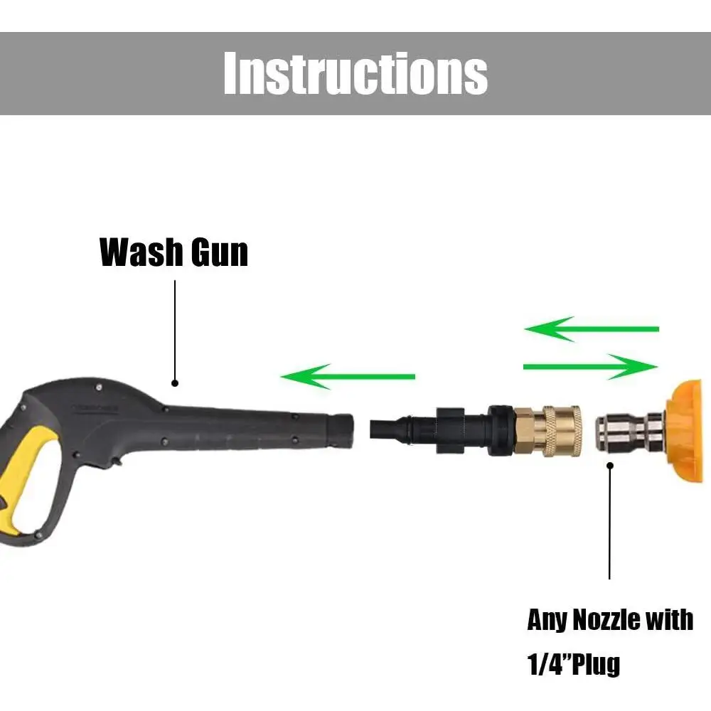 4000 PSI Wash Gun Adaptor For Lavor Sterwins Parkside PHD To Quick Connect 1/4