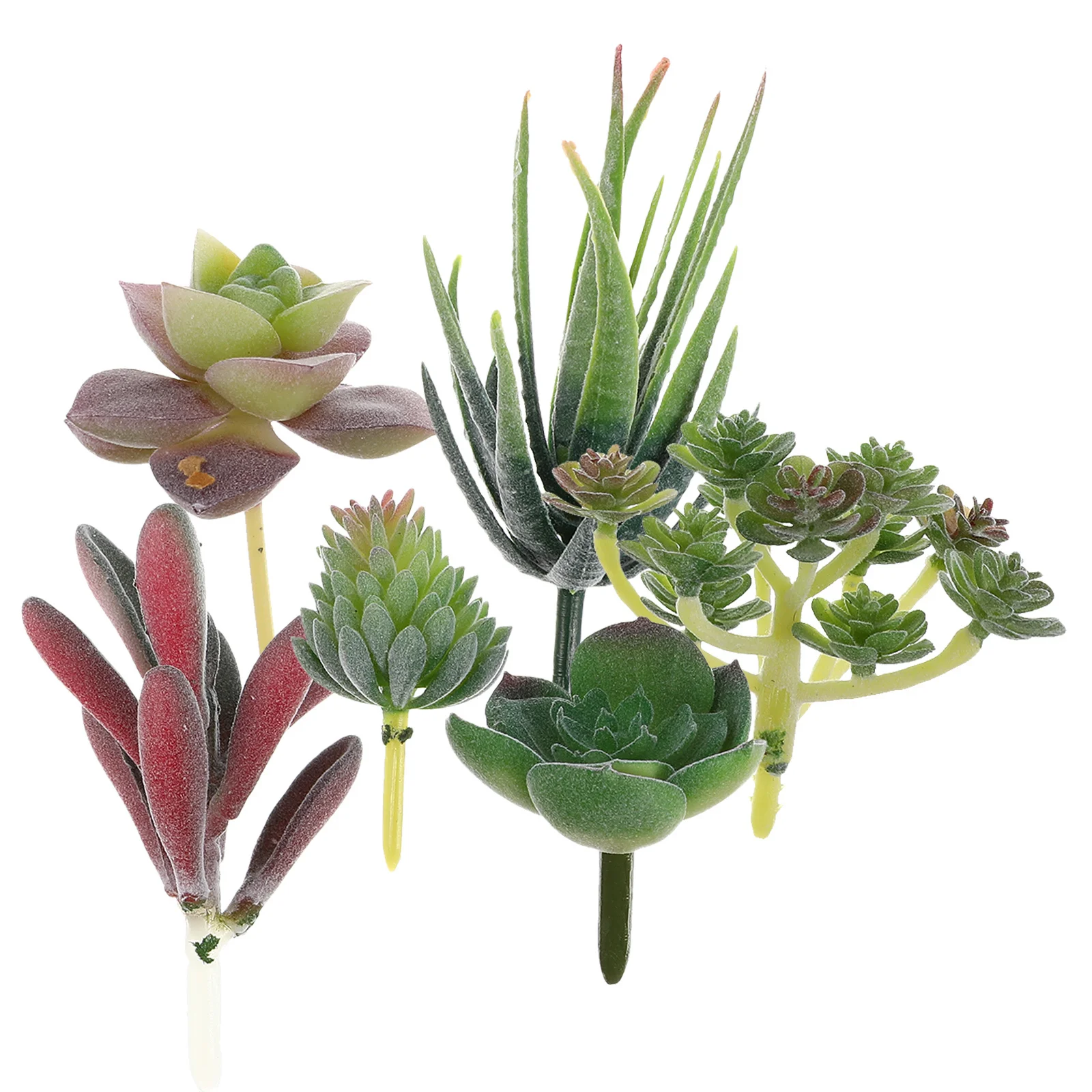 

6pcs Simulated Succulent Plants Artificial Plastic Green Leaf For Diy Home Office Shop Decoration Fake Plants Ornament