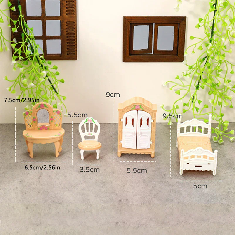 1:12 Dollhouse Miniature Simulation Wardrobe Dresser Bedroom Set Furniture Model Decor Toy Doll House Accessories