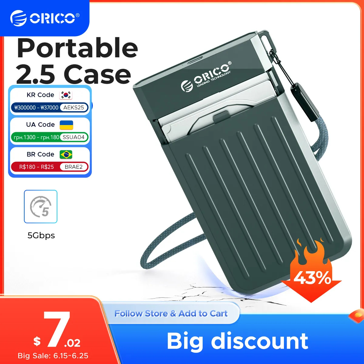 ORICO HDD Case 2.5 SATA to USB 3.0 Adapter Hard Drive Enclosure for SSD Disk HDD Box Type C 3.1 Case HD External HDD Enclosure
