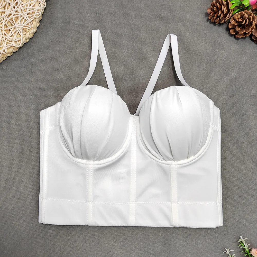 

Women Bustier Cropped White Tops Push Up Bra Corset Top Fashion Sexy​ Sleeveless Bodice Halter Tank Top Slim Camisole Bodyshaper