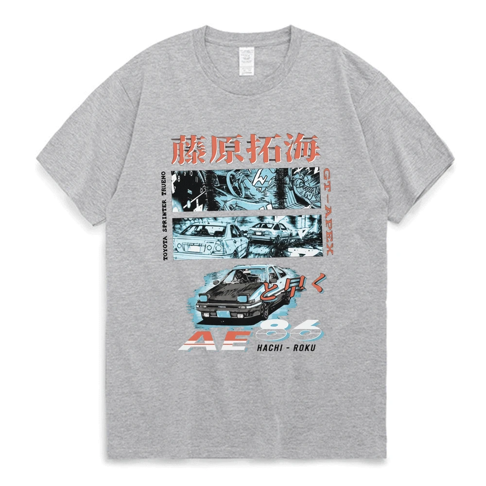 Initial D Manga Hachiroku Shift Drift Men T Shirt Takumi Fujiwara Tofu Shop Delivery AE86 Men's Women T-shirt Anime Tees