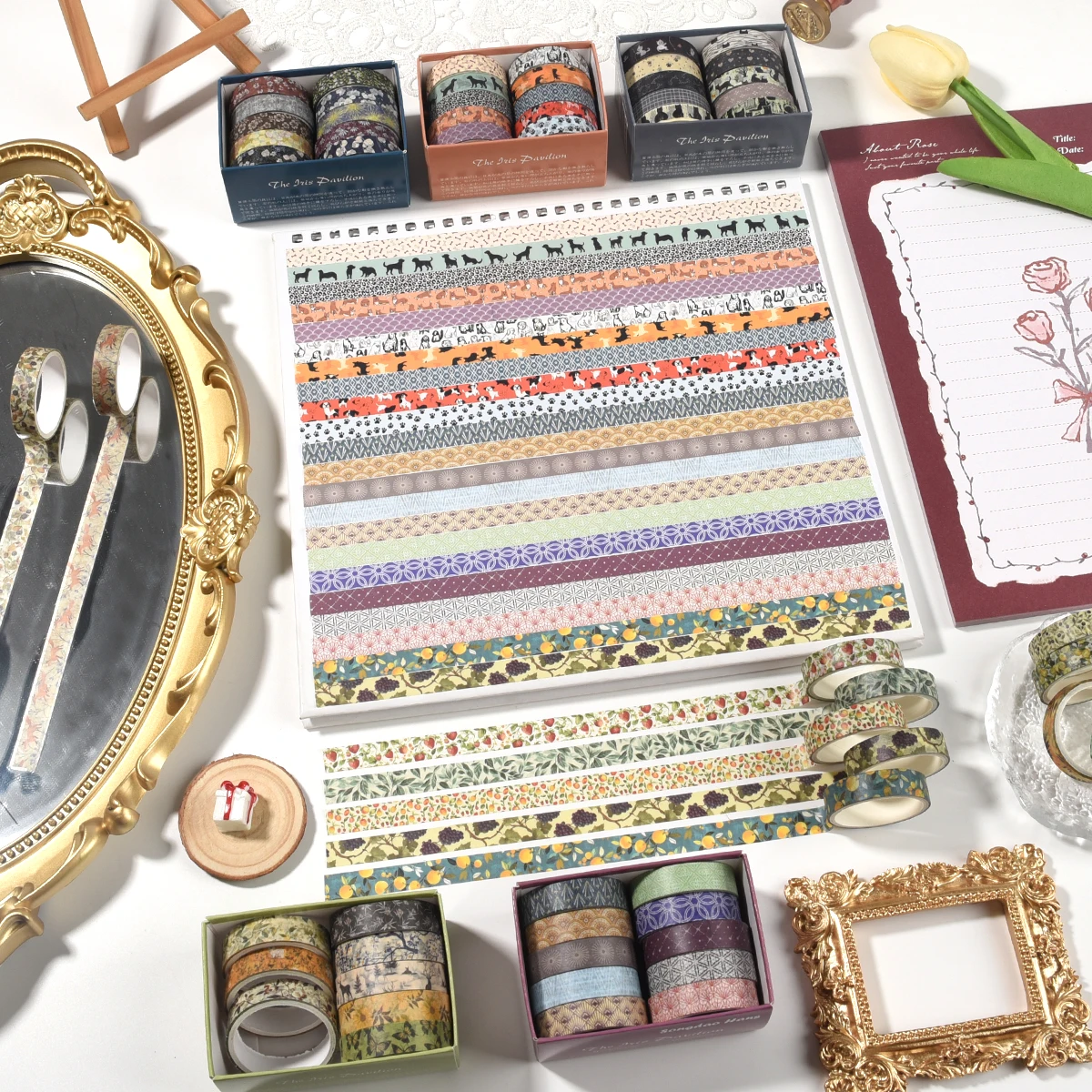 10 لفات من أشرطة اشي على شكل زهرة مجموعة أدوات مدرسية ملصقات لطيفة شريطٌ لاصق أدوات مكتبية جمالية لتزيين مجلة القصاصات #2