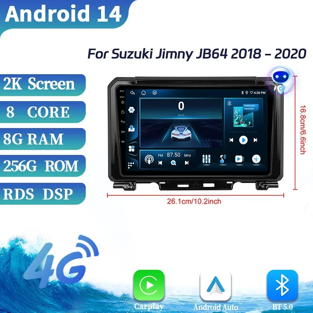 สําหรับ Suzuki Jimny JB64 2018-2020 รถวิทยุมัลติมีเดีย GPS ระบบ Android 4G GPS ไร้สาย Apple CarPlay รถสเตอริโอหน้าจอสัมผัส