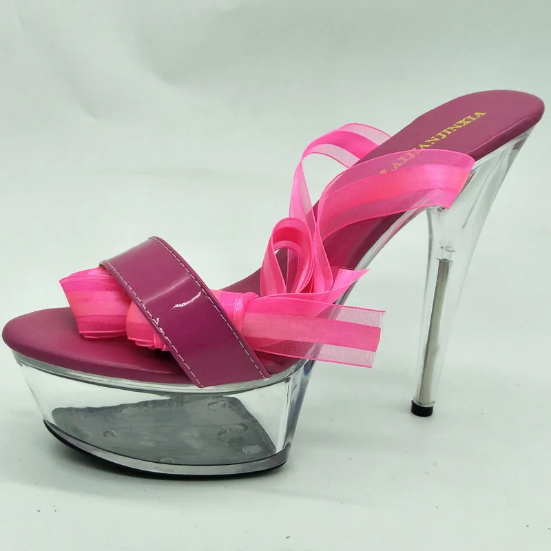 

LAIJIANJINXIA New 15CM/6inches PU Upper Model Sexy Exotic High Heel Platform Party Women Sandals Pole Dance Shoes H002