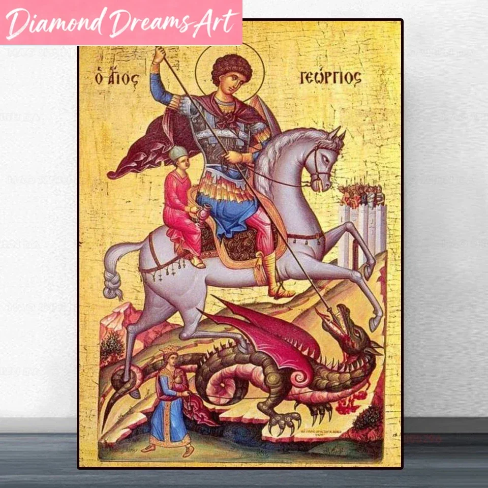 Broderie diamant sans cadre, Saint Michel l'archange, peinture diamant 5D DIY, kits de point de croix complets, mosaïque, image religieuse