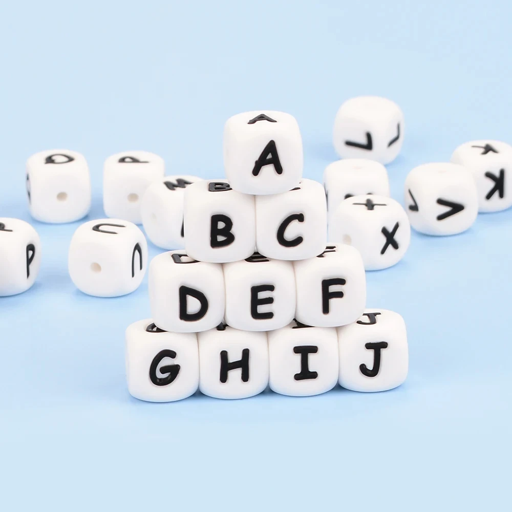 LOFCA 12mm 100pcs Silicone Food Grade Letter Beads BPA-Free Loose Alphabet Bead For Personalized Name DIY Jewelry Accessories