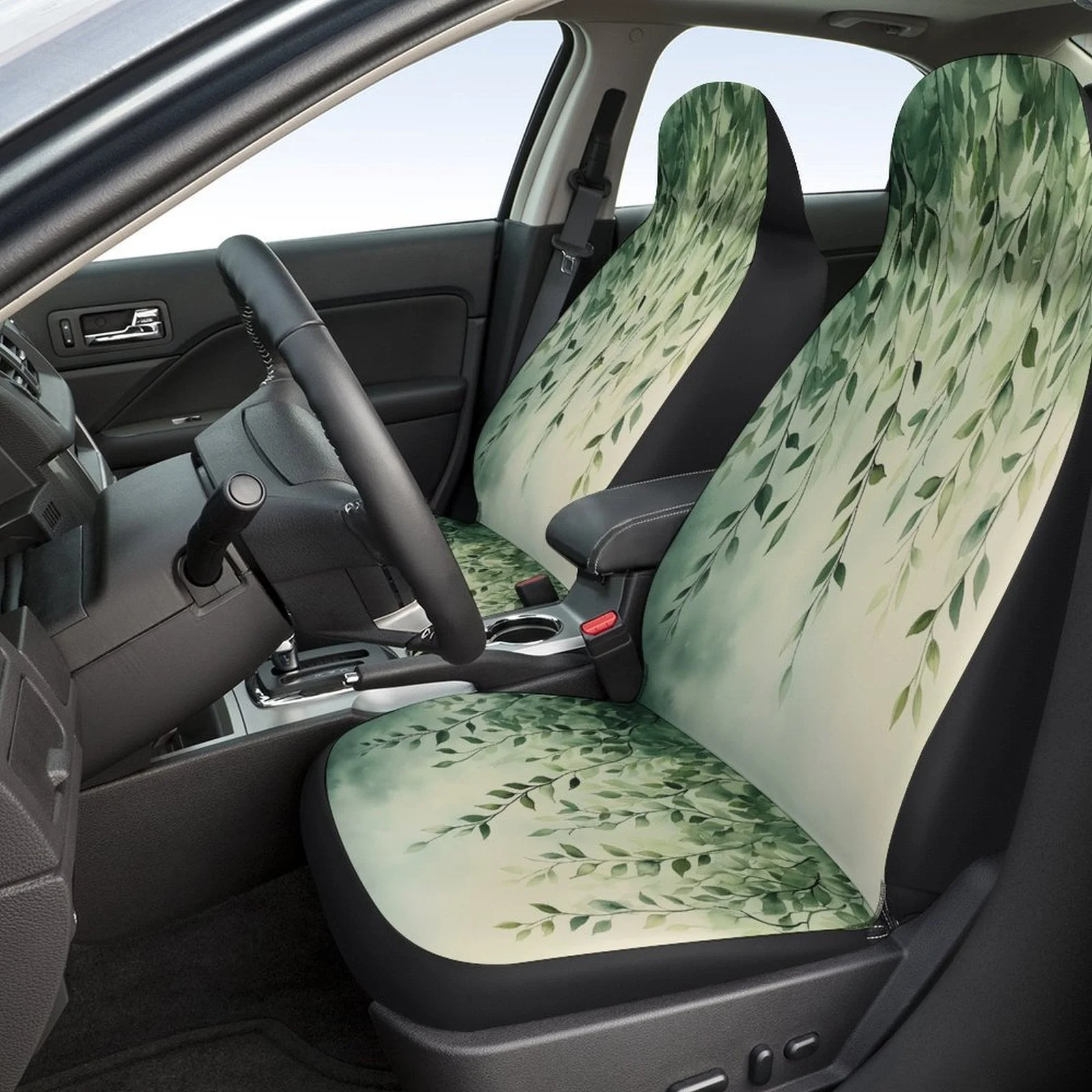 Willow Branches Themed Car Seat Cover Set For Most Cars, Trendy Novelty Car Seat Protector Covers Full Set, Car Seat Covers For
