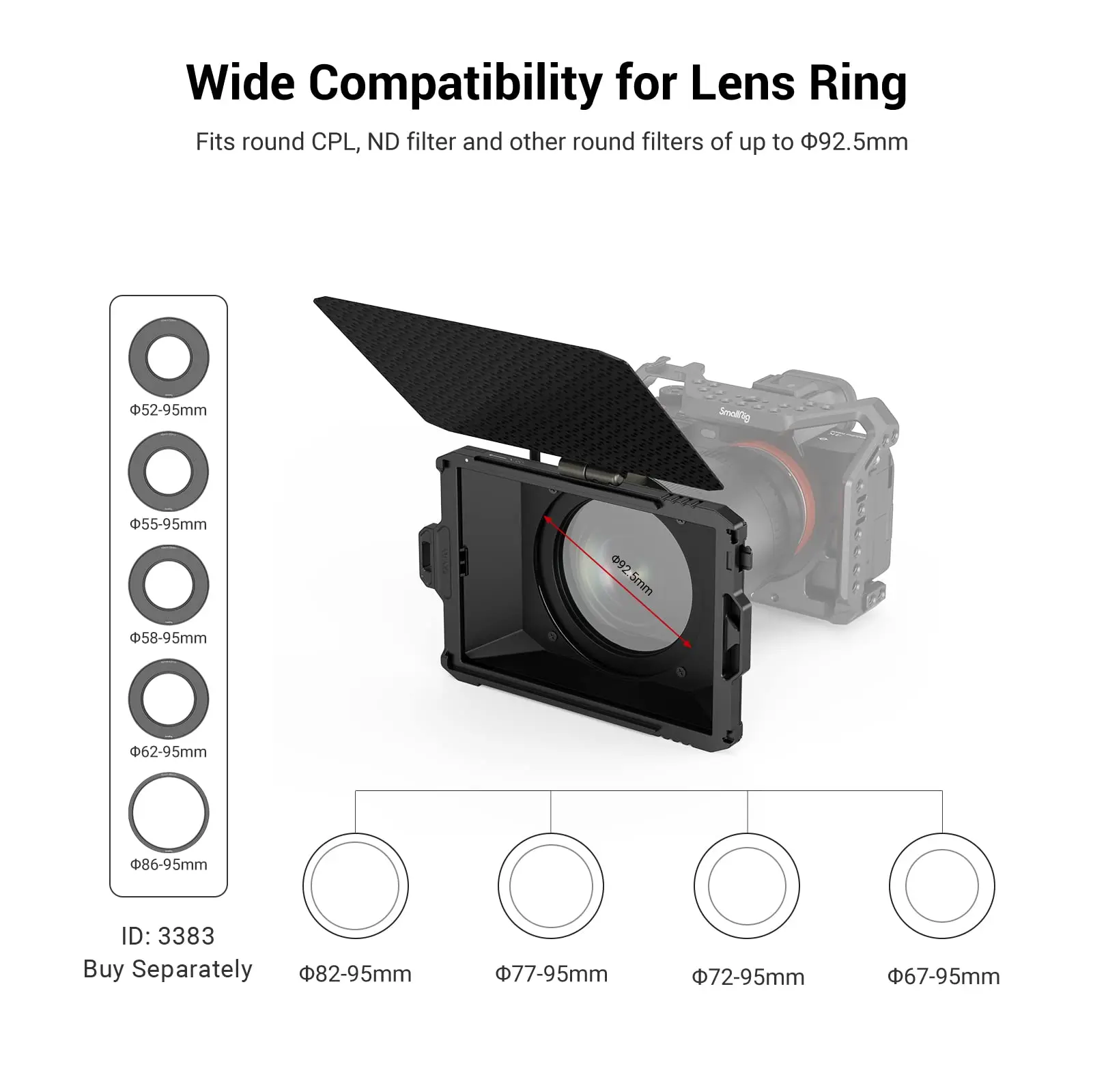 SmallRig Universal Mini Matte Box Lite For SONY For CANON Camera Carbon Fiber Top Flag Multiple Filters Weighs Only 108g 3575