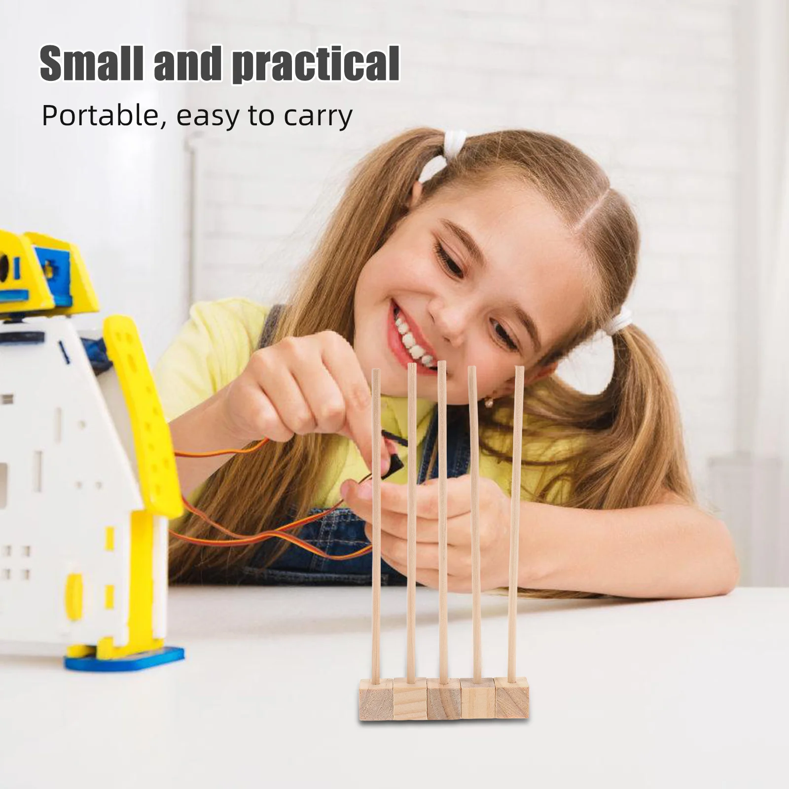 

100Pcs DIY Preschool Craft Blocks Kit Wooden Dowels Base Stem Educational Materials Kids Interactive Puzzle Construction