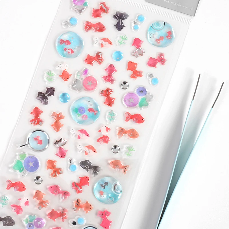 Hot Sale 1Pc Japan Goldfish Epoxy Crystal Glue Sticker Phone Case Sticker Diary Notebook Decoration Creative Gifts