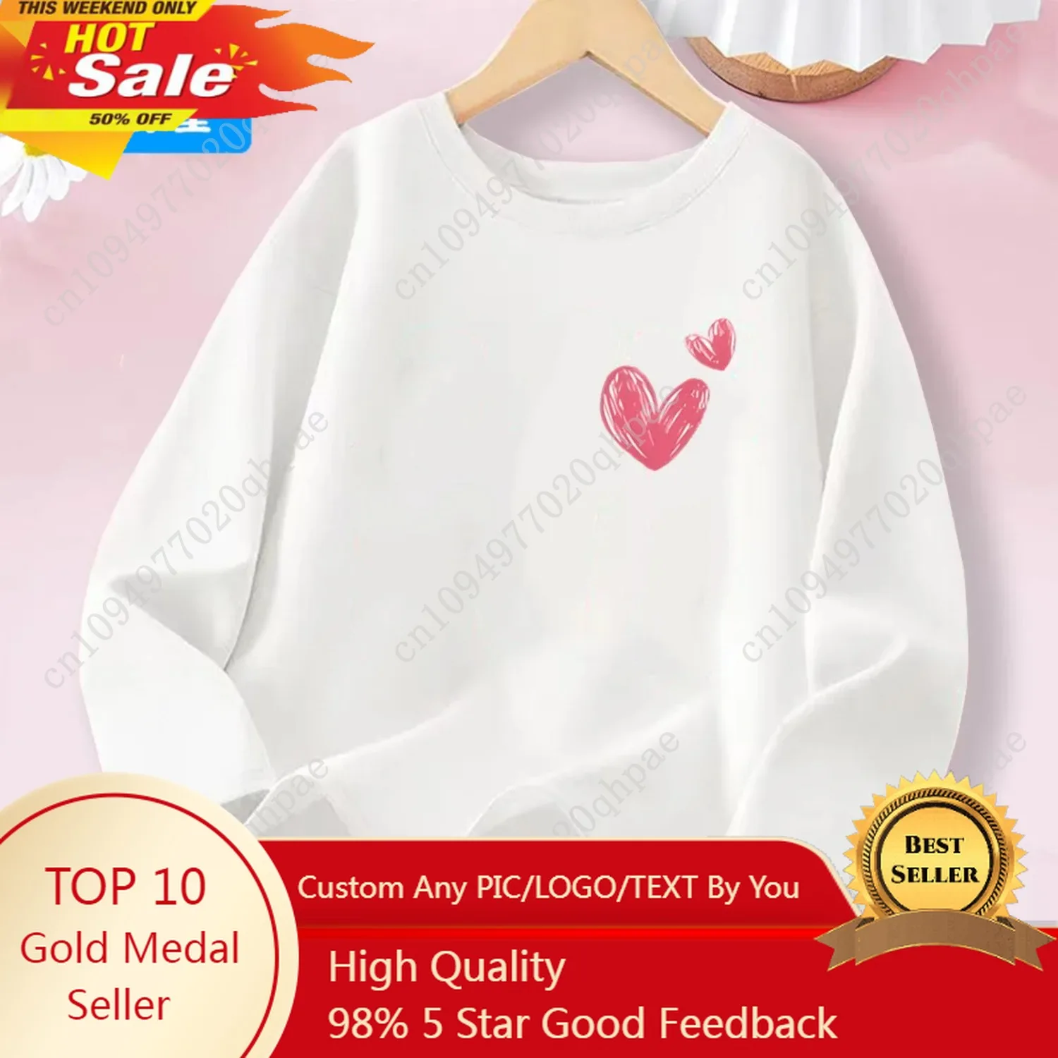 

Little Girl Spring Autumn T-shirts Girls Sweet Heart Long Sleeve Tee Tops For Kids Cotton Daily Wear