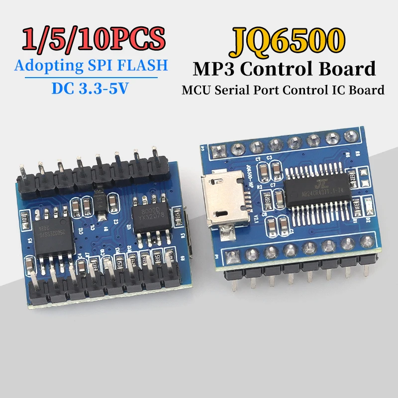 1-10Pcs NEW JQ6500 MP3 Control Module USB Replace 1 to 5 Channel MP3 Voice Standard JQ6500 Voice Module