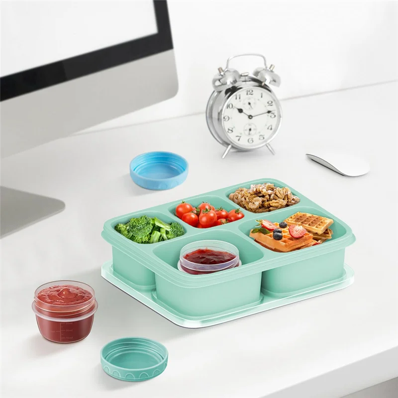 

6 Pack Salad Dressing Container To Go With Lids,Tiny Condiment Containers With Graduated Lines, Reusable And Leakproof
