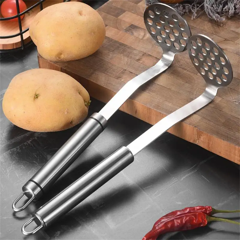 Convenient Pumpkin Squeezer Kitchen Tool Handy Advanced Kitchen Tool Round Pipe Handle 304 Stainless Steel Potato Masher Durable