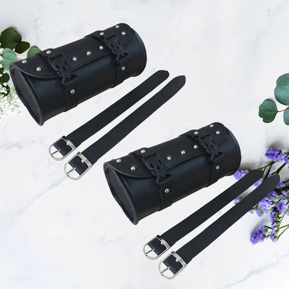 

2Pcs Motorcycle Saddlebag Durable Waterproof Tool Bag Black Motorcycle Luggage Round Storage Bags Saddle Bag