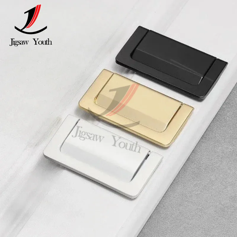 Concealed Drawer Handle Hidden Folding Pulls Furniture Aluminum Alloy Cabinets Closets Handle Hardware Accessories
