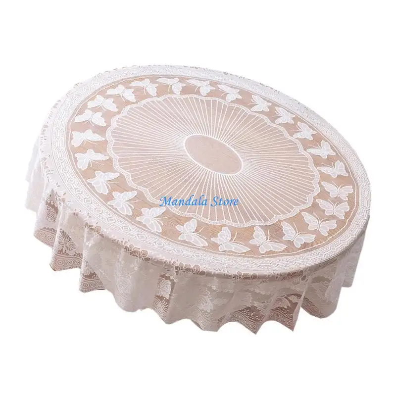 

U2JC Lace White Dining Table Fabric Round Table Square Table Bedside Table Desk