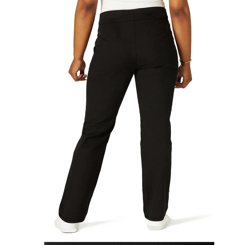 1. 2025 Casual Elastic Waist Slim Straight Trousers Women Stretchy Slimming Black Office Daily Trousers 