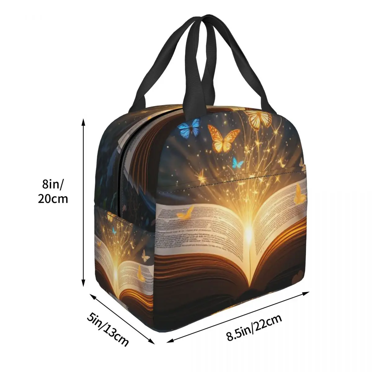 A Fluorescent Butterfly On The Book Of Life Insulated Lunch Bag for Women Children Portable Food Boxes Thermal Lunch Box Tote