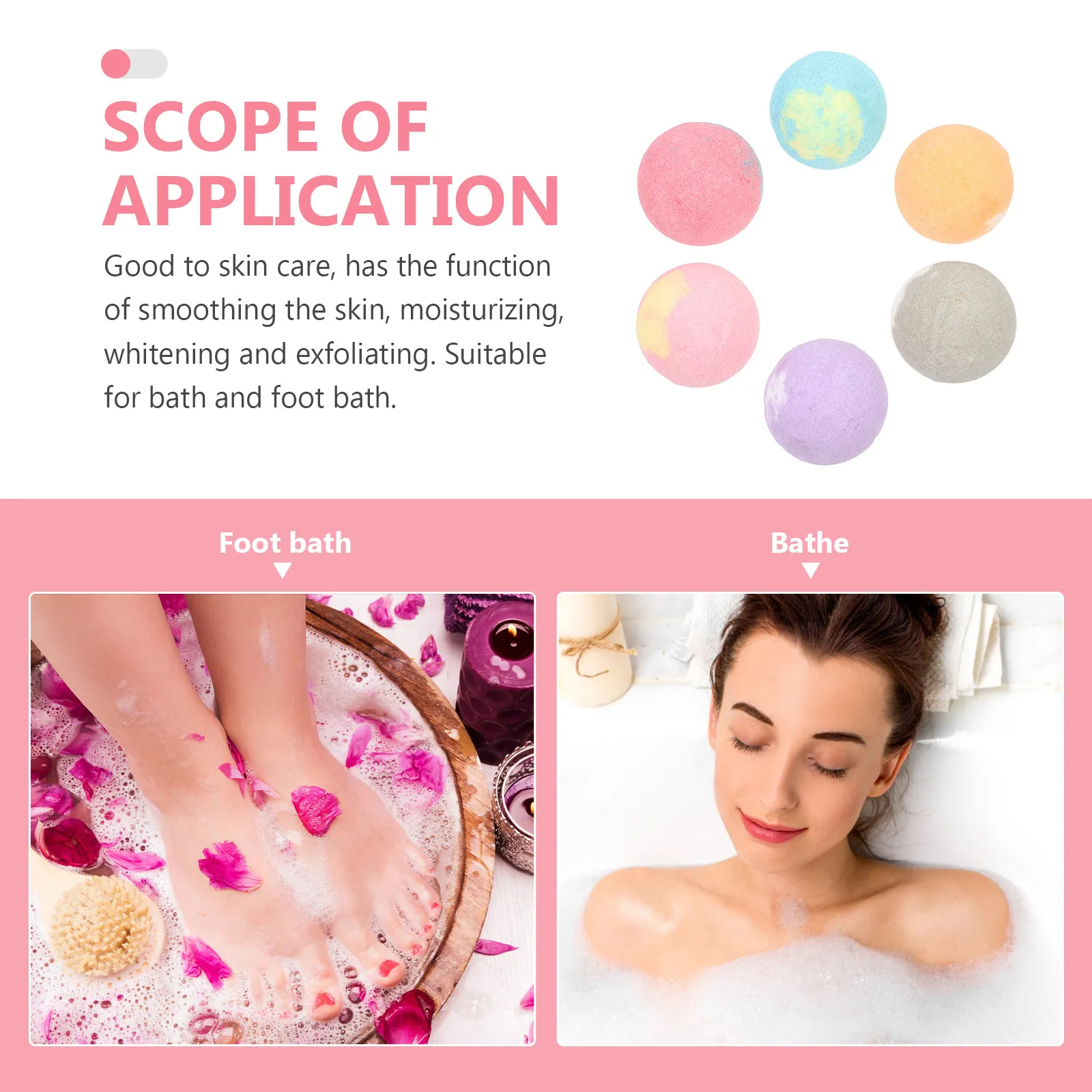 6Pcs Multi-Function Household Foot Soak Portable Bath Balls Whitening Hydrating Soothing Aromatherapy Mood Boosting
