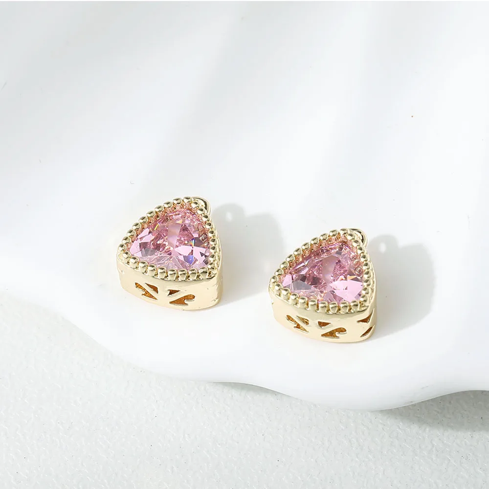 4PCS 14K Gold Plated Triangle Zircon Pendant Necklace Bracelet Jewelry DIY Making Supplies Handmade Material Accessories