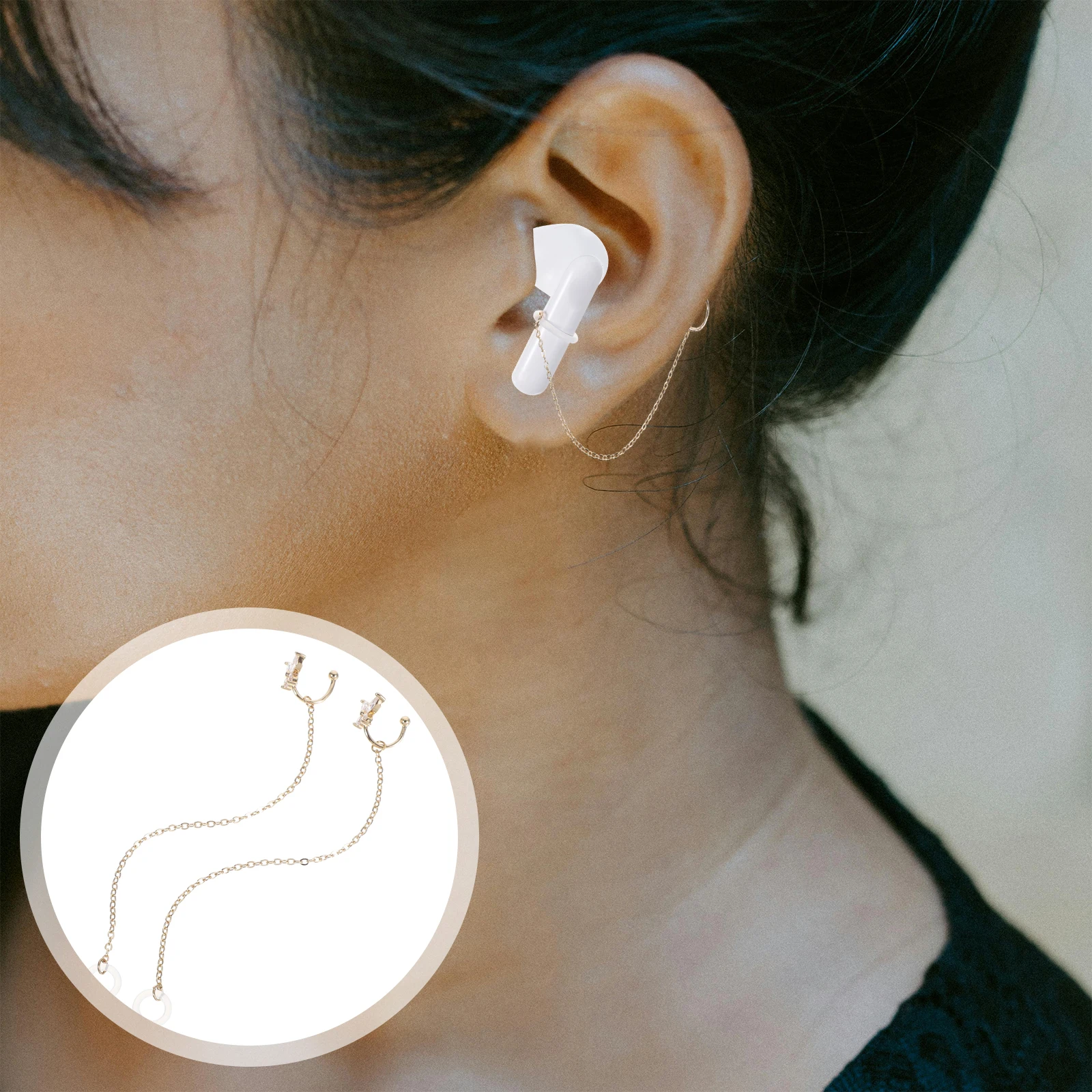 

Earphone Anti-lost Chain Earring Strap for Zipper Golden Copper Earbud Earrings