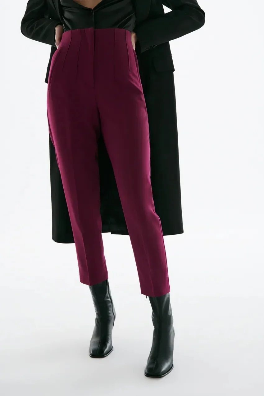 Lente Nieuwe Vrouwen Werk Kantoor Dame Rechte Broek Hoge Taille Rits Broek Vintage Volledige Lengte Vrouwelijke Chic Lady