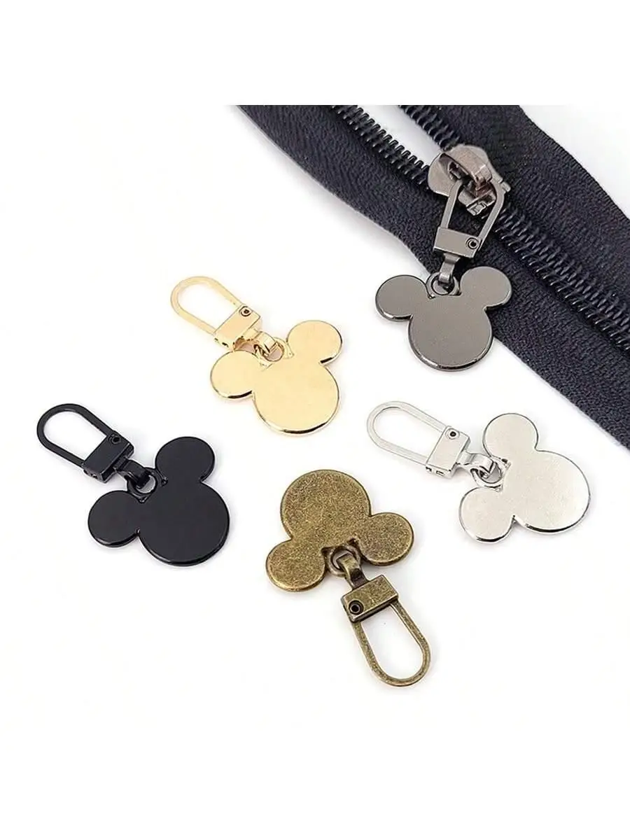 5 piezas de cremallera de dibujos animados de Mickey, cremallera para ropa, bolsas de viaje, maletas y mochilas