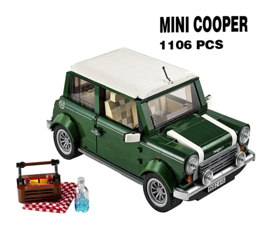 1267 Technical Mini Cooper Creator Expert Compatible 10242 DIY Building Blocks Bricks Classic Car Model Kids Gift Toys