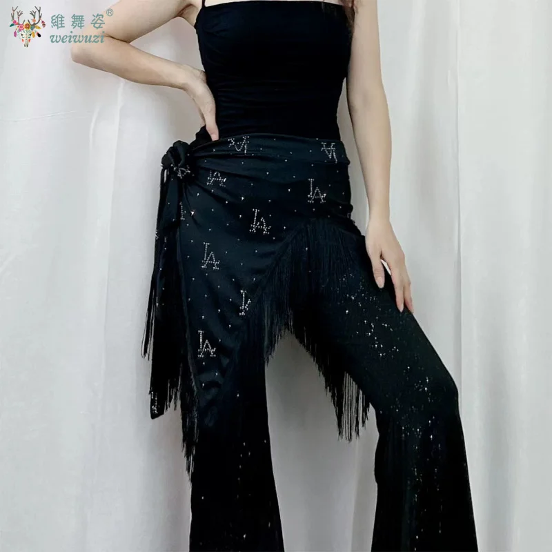 Belly Dance Hip Scarf Sequined Tassel Hip Towel Oriental Dance Sexy Triangle Scarf Waist Chain Outfit Performance Accessories view 4