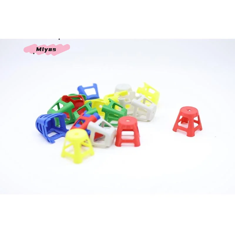 5 個ミニチュアプラスチックスツール小さな椅子モデルセット 1/12 スケールドールハウス家具ドールハウスの装飾ごっこ遊びおもちゃ