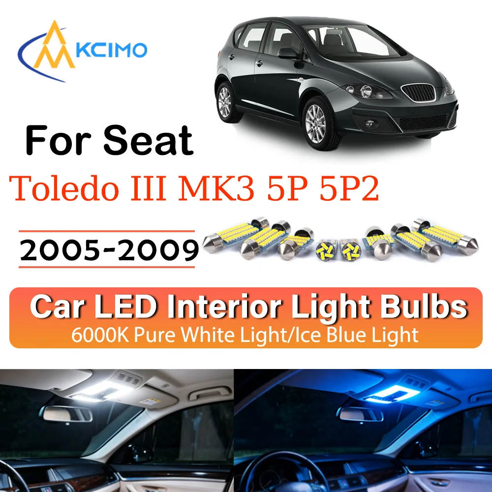 

High Quality LED Interior Lights For Seat Toledo III MK3 5P 5P2 (2005-2009) Two Colors Choice Super Bright Easy Install Decor