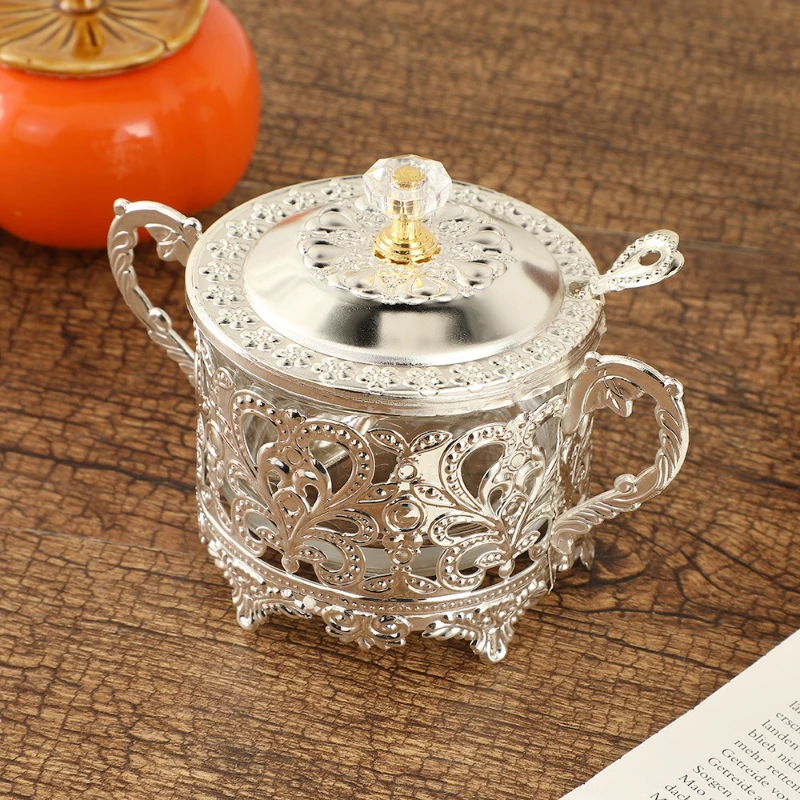 الإبداعية تصميم جوفاء كوب السكر صندوق توابل ضوء المطبخ الفاخر الملح MSG التوابل جرة سكر معدني مع غطاء #1