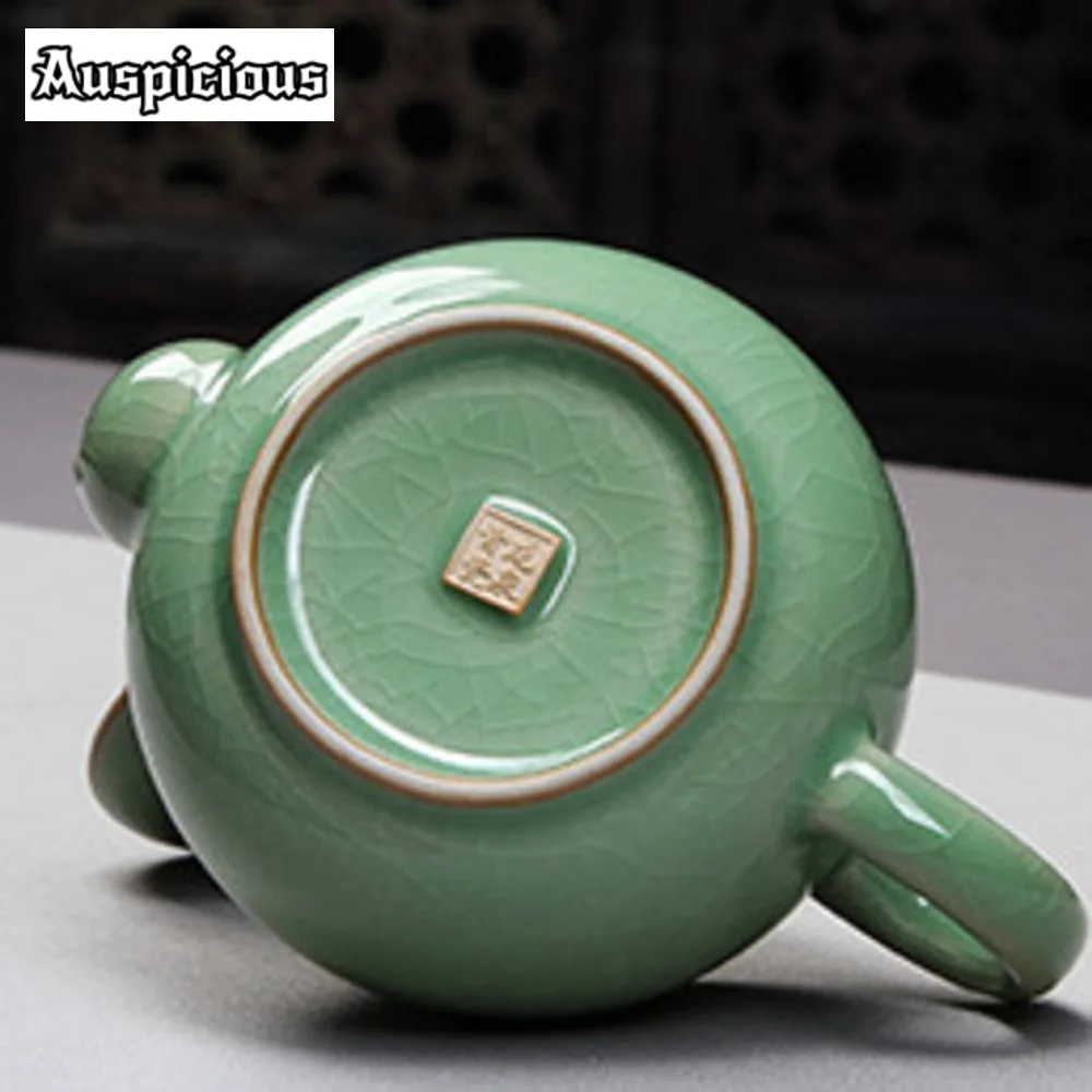 270ml Vintage Longquan Celadon Teapot Handmade Ge Kiln Porcelain Pot Household Tea Maker Kettle Chinese Tea Set Ornaments Gifts