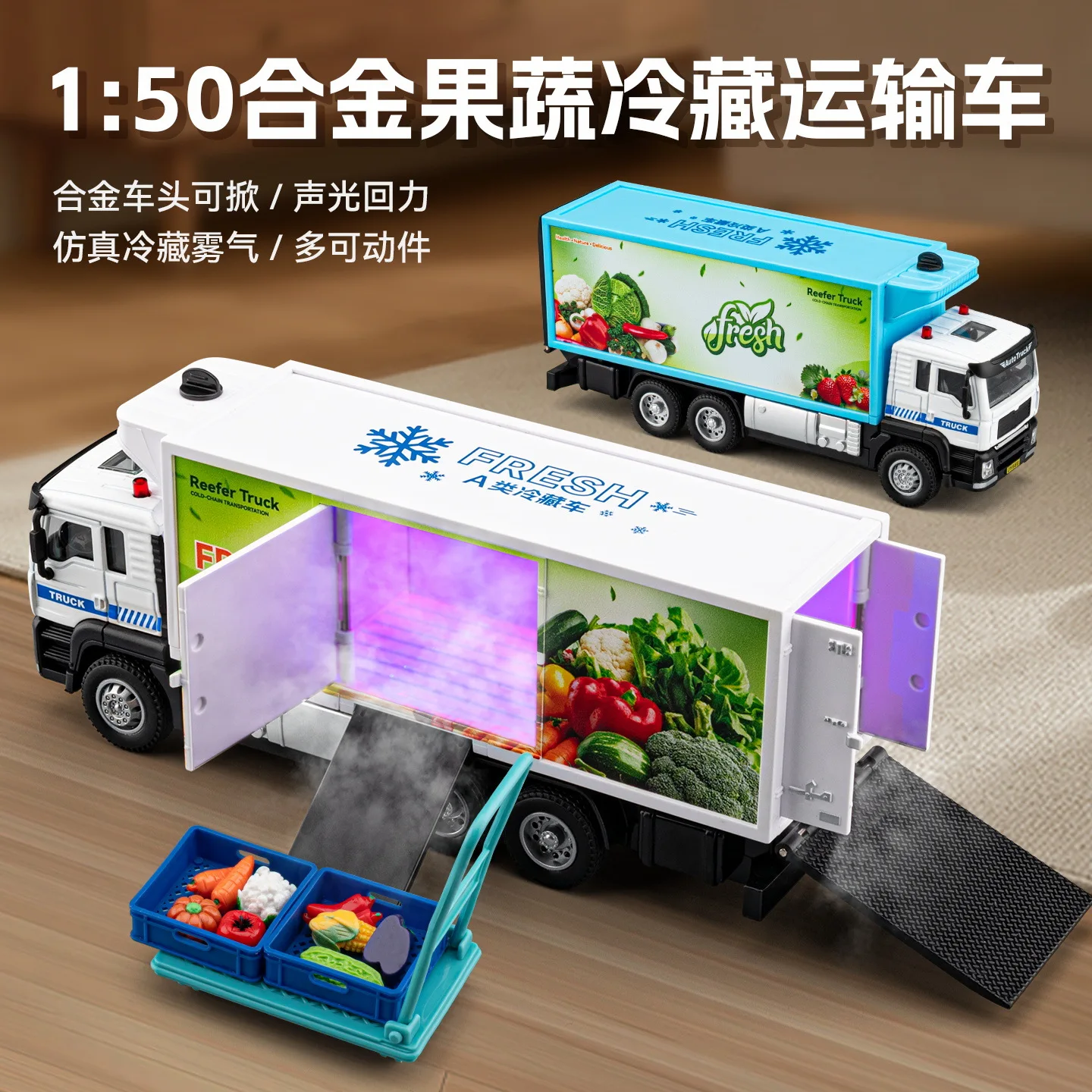 1:40 City Container Truck Sound and Light Model Transporter Car Play Vehicle Alloy+Plastic Diecast Toys Collection Gift