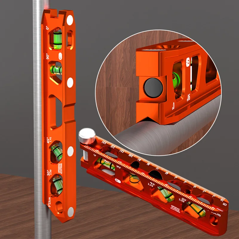 1Pc Mini High-precision Scale Level Ruler, With Magnetic Pipeline Level Ruler For Leveling, Measuring Marking and Cutting Tool