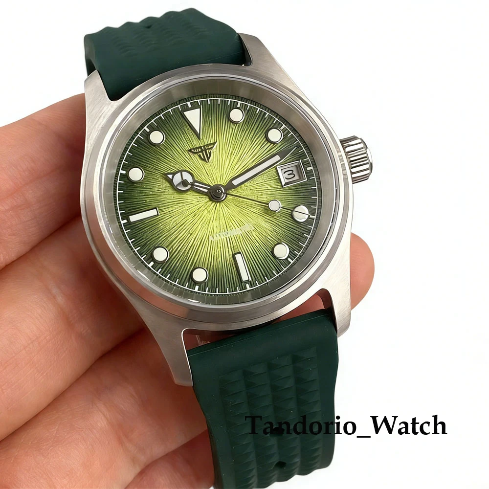 Tandorio 36mm Stainless Steel Pilot Style Automatic Men Watch For Japan Miyota 8215 Asia 2824 Sapphire Glass 20ATM Diver Watch