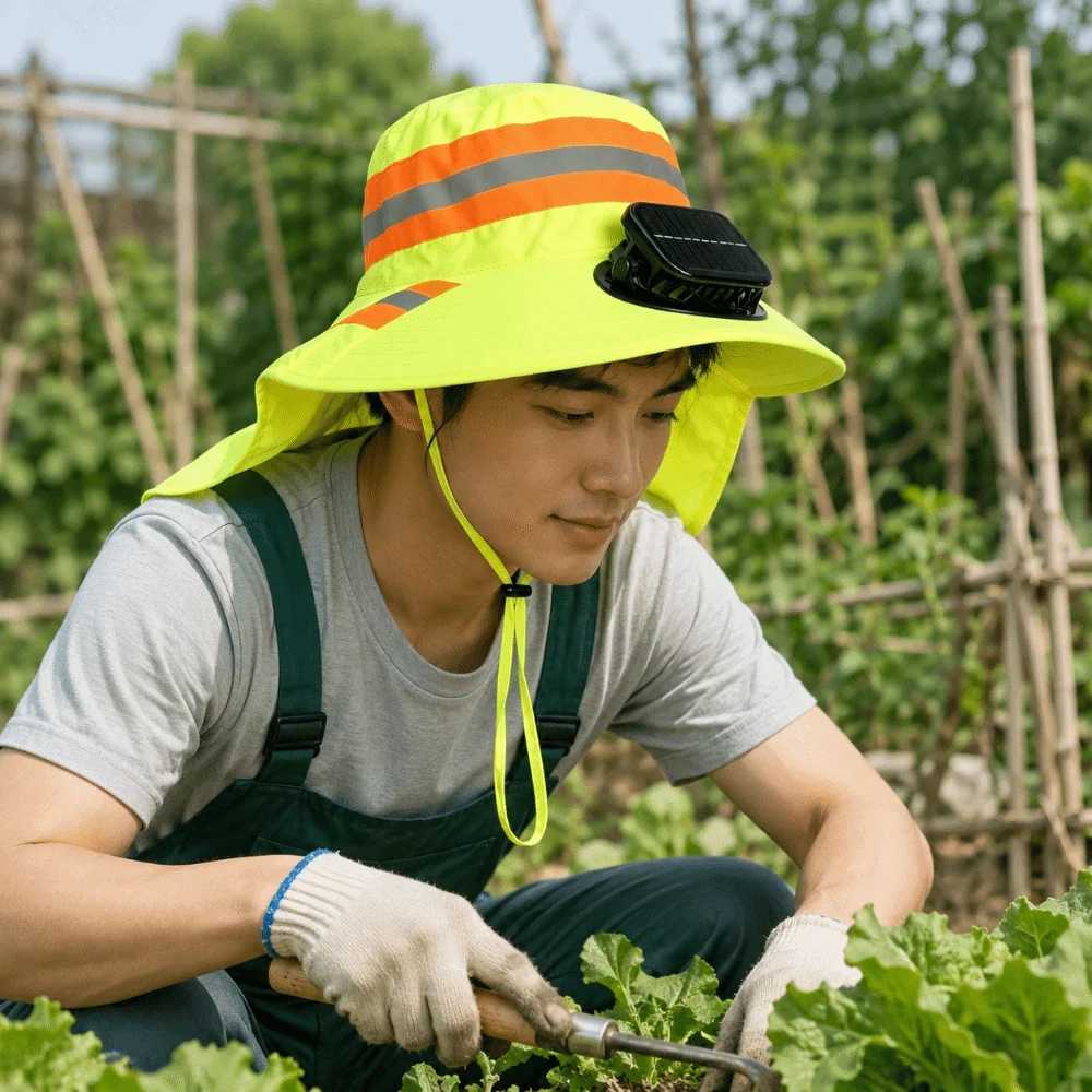 Breathable Solar Fan Hat UV Protection Elastic Safety Reflective Hat Rechargeable Lightweight Cooling Sunshade Hat