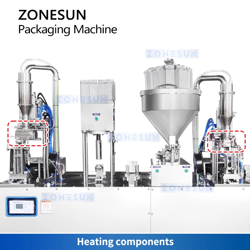 ZONESUN กึ่งอัตโนมัติ Gable Top เครื่องบรรจุภัณฑ์น้ําผลไม้นมโยเกิร์ต Liquid Paste กล่องซีล Capping อุปกรณ์ ZS-GTC1000