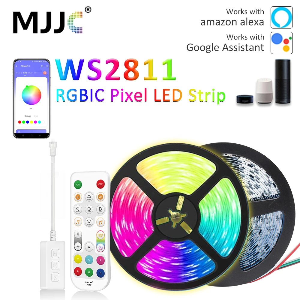 WS2811 RGBIC Running Water Flowing LED Strip Light Pixel RGB Flexible Ribbon 5M 10M 15M 20M APP Alexa Voice Wifi Smart Control