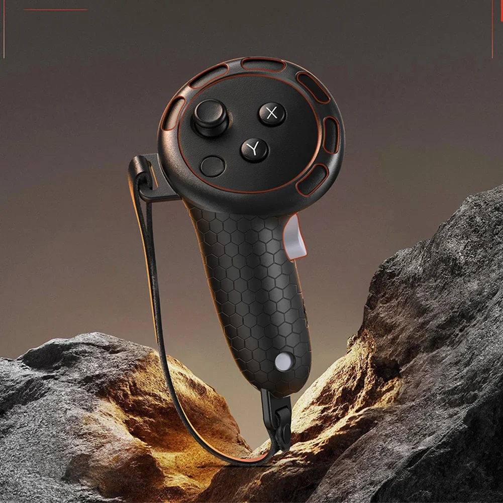 Silicone Controller Grips with Adjustable Hand Strap Non-Slip Handle Cover Grips Cover for Meta Quest 3S/Quest 3 VR Accessories