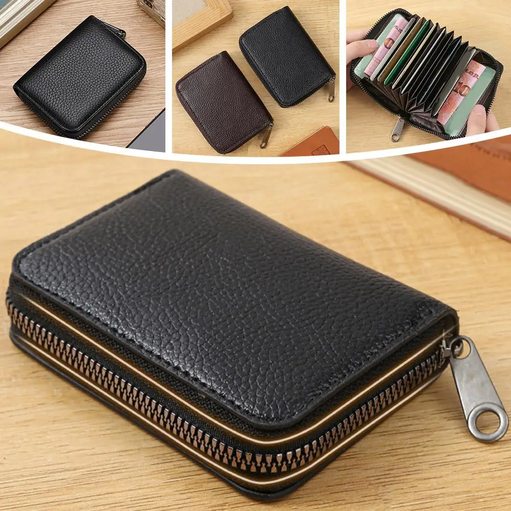 Neuer High-End-ID Kreditkarten karten halter mit Hasp Wallet Magic Protected Card Case Pu Anti-Blocking-Brieftasche RFID Leder Männer K8C5