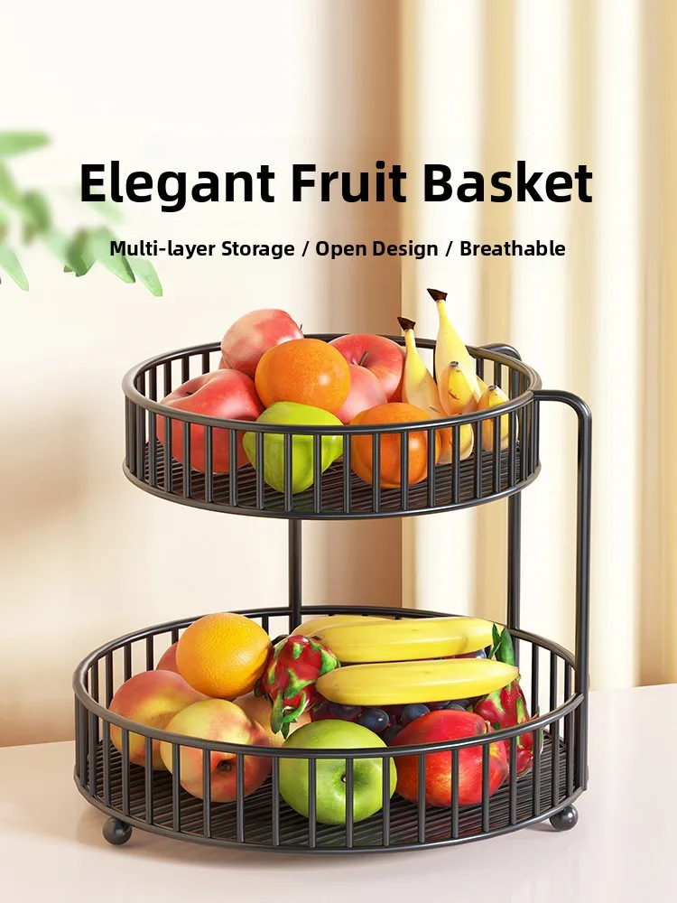 

Luxury Multi-Layer Fruit Basket Ele Display Tray for Living Room Coffee Table Iron Art Handmade Storage Basket Snas
