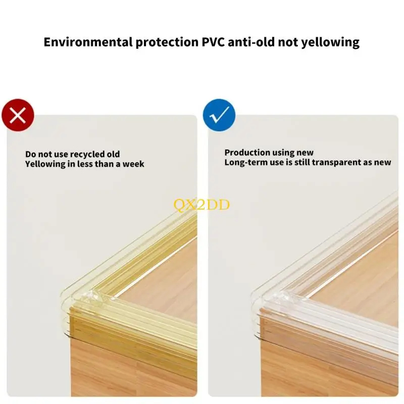 

QX2D Flexible Transparent Furniture Corner Guard Baby Proofing Edges Guard Natural PVC Tear Resistant Strong Hold Adhesive