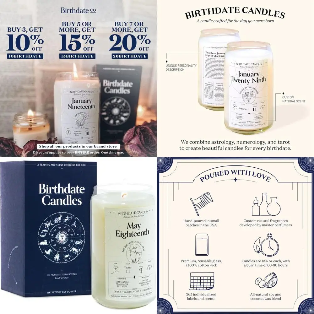 

Свеча на день рождения Телец, 18 мая – Аромат кедра, сандала и эвкалипта – Натуральный соевый и кокосовый воск – Длительное горение 60-80 часов