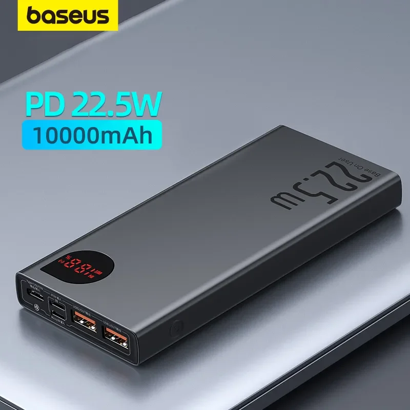 

Baseus Power Bank 10000mAh with 22.5W PD Fast Charging Powerbank Portable Battery Charger For iPhone 14 13 12 Pro Max Xiaomi