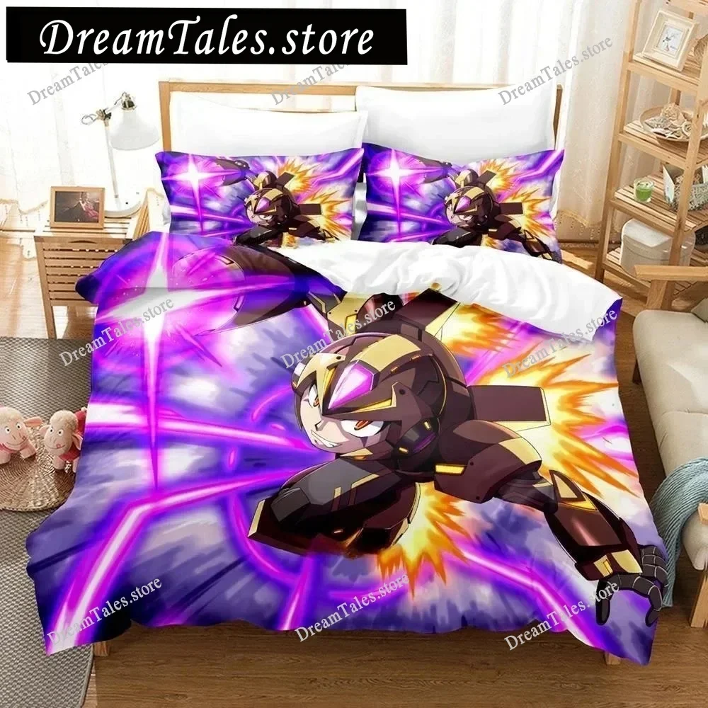 Mega Man X Dive Bedding Set,Rock Man Duvet Cover 3D Print Quilt Cover Pillowcase Single Double Size Boys Girls Birthday Gift