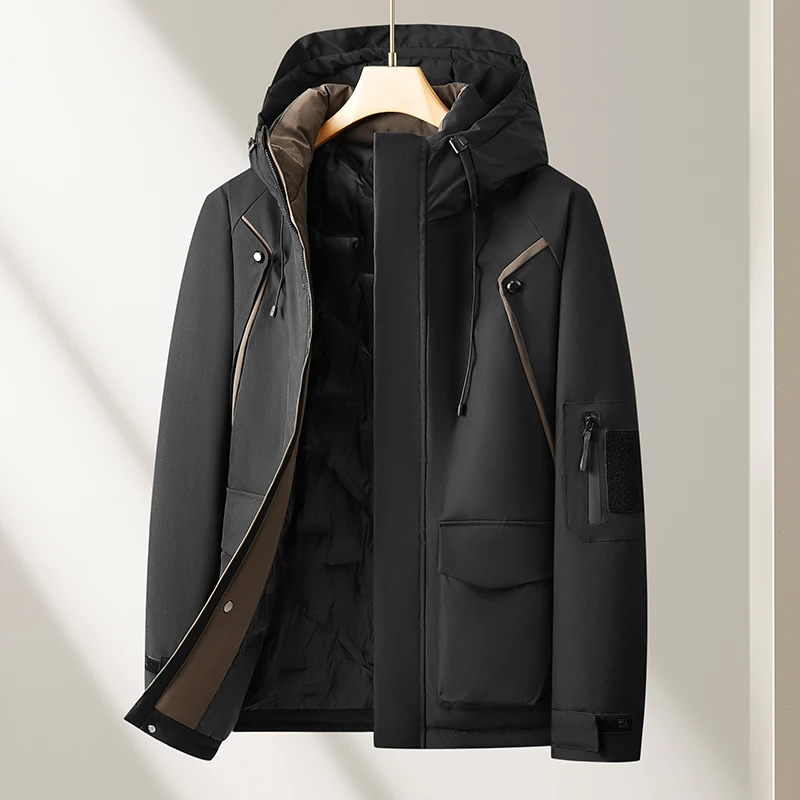 

Classic Men's Warm Hooded Duck Down Jackets Winter Oversized 8XL Windproof Puffer Coat Outwear Loose Thicken Padded Top Clothing